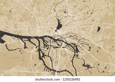 vector map of the city of Hamburg, Free and Hanseatic City of Hamburg, Germany