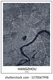 vector map of the city of Hangzhou, China
