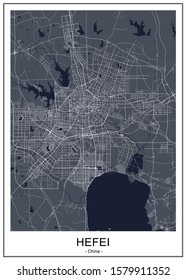 vector map of the city of Hefei, China