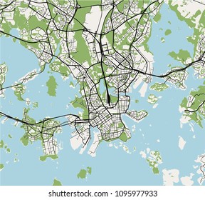 vector map of the city of Helsinki, Finland