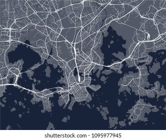 vector map of the city of Helsinki, Finland