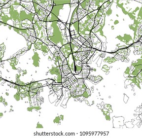 vector map of the city of Helsinki, Finland