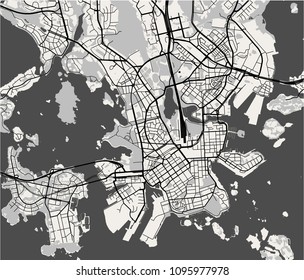 Vector Map Of The City Of Helsinki, Finland