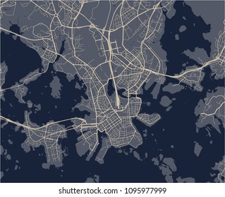 Vector Map Of The City Of Helsinki, Finland