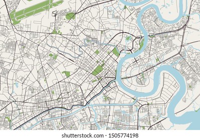 vector map of the city of Ho Chi Minh City, Vietnam