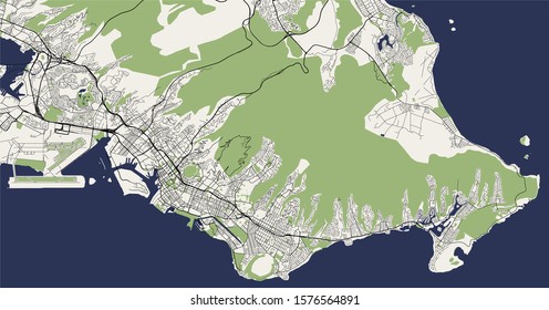 vector map of the city of Honolulu, Hawaii, United States America