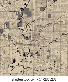 vector map of the city of Indianapolis, Indiana, USA