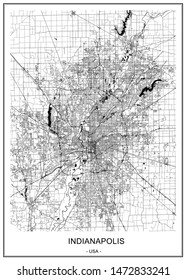 vector map of the city of Indianapolis, Indiana, USA