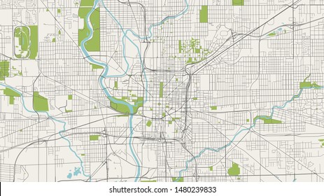 vector map of the city of Indianapolis, Indiana, USA