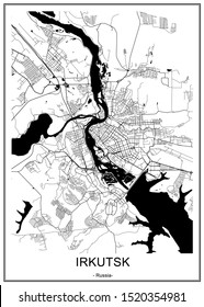 vector map of the city of Irkutsk, Russia