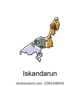 mapa vectorial Ciudad de Iskandarun contorno moderno, ilustración de alto detalle plantilla de diseño de vector