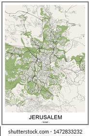 vector map of the city of Jerusalem, Israel, Asia