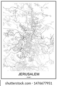 vector map of the city of Jerusalem, Israel, Asia