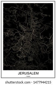 vector map of the city of Jerusalem, Israel, Asia