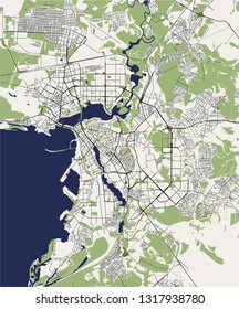 vector map of the city of Kazan, Tatarstan, Russia