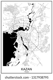vector map of the city of Kazan, Tatarstan, Russia