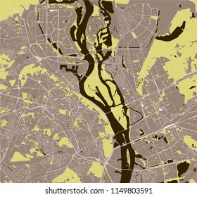 vector map of the city of Kiev, Ukraine