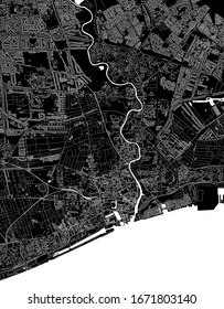 vector map of the city of Kingston upon Hull, East Riding of Yorkshire, Yorkshire and the Humber, England, UK