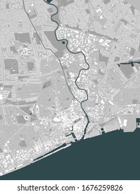 vector map of the city of Kingston upon Hull, East Riding of Yorkshire, Yorkshire and the Humber, England, UK