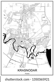 vector map of the city of Krasnodar, Russia