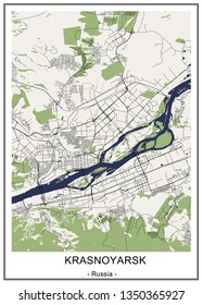 vector map of the city of Krasnoyarsk, Russia