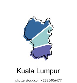 Mapa vectorial Ciudad de Kuala Lumpur plantilla de diseño, Ilustración detallada de alto nivel País en Asia