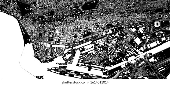 vector map of the city of Le Havre, Seine-Maritime, Normandy, France