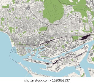 vector map of the city of Le Havre, Seine-Maritime, Normandy, France