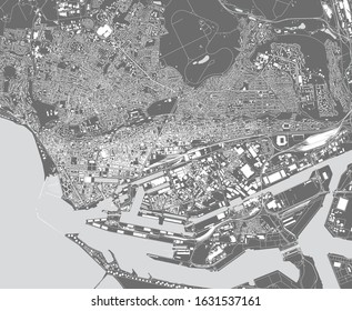 vector map of the city of Le Havre, Seine-Maritime, Normandy, France