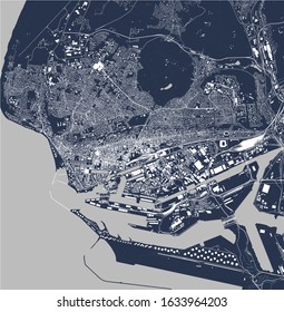 vector map of the city of Le Havre, Seine-Maritime, Normandy, France