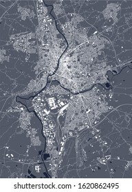 vector map of the city of Le Mans, Sarthe, Pays de la Loire, France