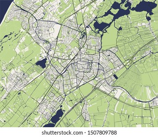 vector map of the city of Leiden, Netherlands