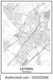 vector map of the city of Leiden, Netherlands