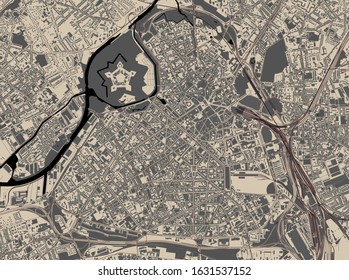 vector map of the city of Lille, Nord, Hauts-de-France, France