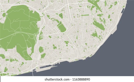 vector map of the city of Lisbon, Portugal
