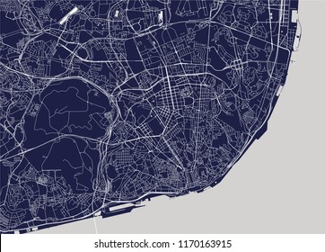 vector map of the city of Lisbon, Portugal