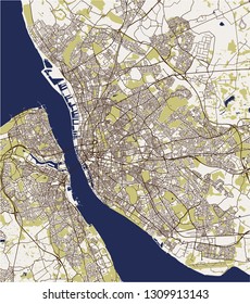 vector map of the city of Liverpool, Birkenhead, United Kingdom