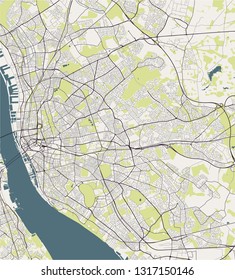 vector map of the city of Liverpool, Birkenhead, United Kingdom