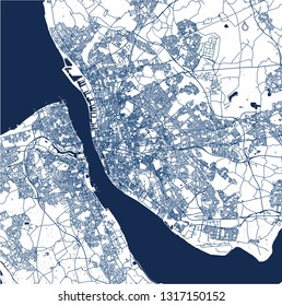 vector map of the city of Liverpool, Birkenhead, United Kingdom