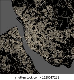 vector map of the city of Liverpool, Birkenhead, United Kingdom