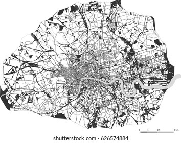 vector map of the city of London, Great Britain
