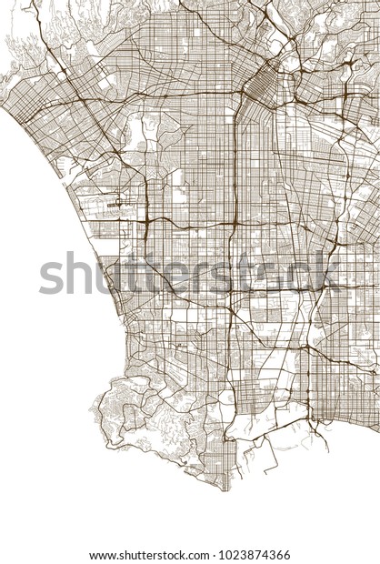 Vector Map City Los Angeles Usa Stock Vector (Royalty Free) 1023874366