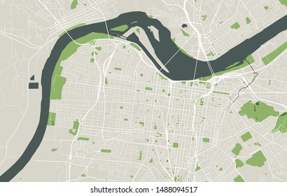 vector map of the city of Louisville, Kentucky, USA