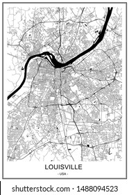 vector map of the city of Louisville, Kentucky, USA