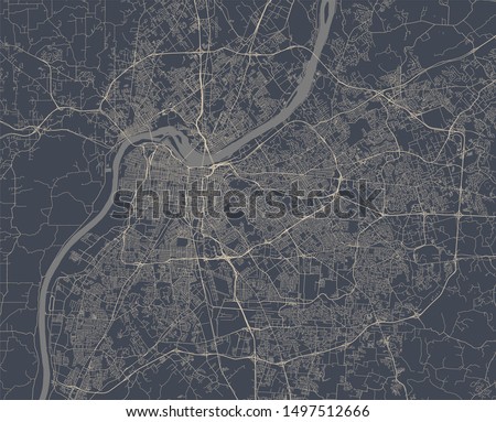 vector map of the city of Louisville, Kentucky, USA