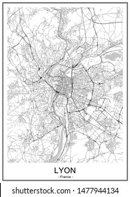 vector map of the city of Lyon, France