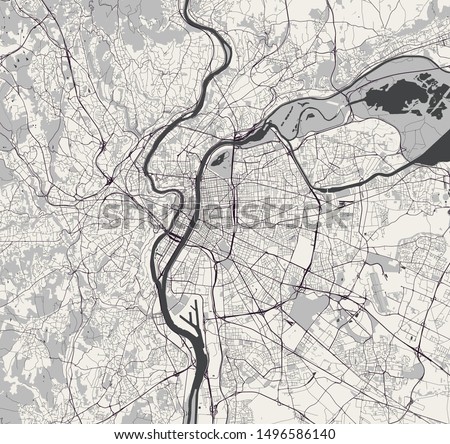 vector map of the city of Lyon, France