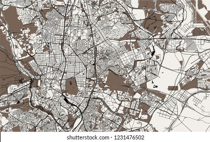 vector map of the city of Madrid, Spain