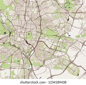 vector map of the city of Madrid, Spain