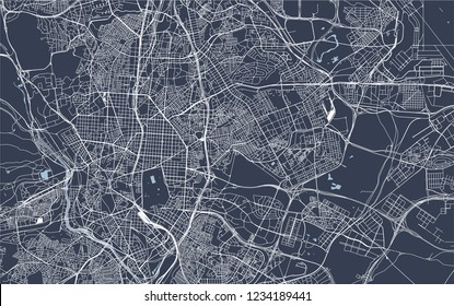 vector map of the city of Madrid, Spain